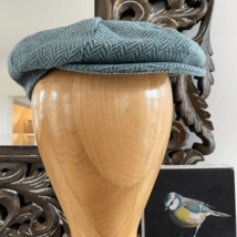 Vintage Glen Eske Donegal Tweed Newsboy Hat Wool Blue Herringbone S - $32.40