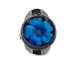 Mia Jewel Shop Flower Graphic Round Silver Metal Rope Edge Adjustable Ring - Wom - £12.45 GBP