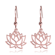 Lotus Flower Stainless Steel Dangle Earrings - £14.50 GBP