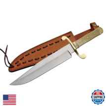SZCO Classic Bowie Hunting Knife 15" Carbon Steel Blade Bone Handle Sheath - $48.88