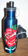 Stainless Steel Hydration / Water Bottle Blue Background/Red Flower - 25oz Nwt! - £10.26 GBP