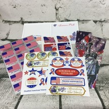 US Flags Patriotic Scrapbooking Stickers Bookmarks Note Paper Lot  - £9.34 GBP