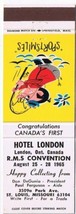 Matchbook Cover Sportsmiles Hotel London Ontario RMS Convention 1965 Fishing - $2.73