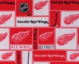 Fleece Detroit Red Wings NHL Hockey Sports Team Fabric Print by the yard... - $13.97