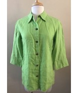 Chicos Button Front Shirt Shacket Linen Lime Green Collared Womens Size ... - $277.04 MXN