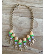 J. Crew Statement Necklace Faceted Cluster Drop Gold Tone - £32.95 GBP