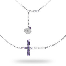 LSU Louisiana State University Sideways Cross Necklace - Pure Silver Licensed - £71.54 GBP