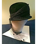 CLASSIC and ELEGANT Vintage Black Velour Hat With Netting - $13.67 CAD