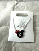 Disney Parks Minnie Mouse Icon Letter K Silver Color Necklace Child Size NEW image 2