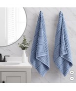 Welspun Welhome Bath Towels Blue 2-Pack Bumpy Texture Rib 30&quot; X 58&quot; 640 GSM - $58.99 CAD