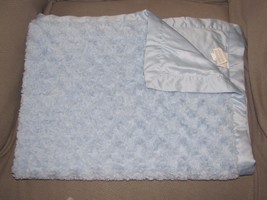 Kidsline Baby Boy Blanket Blue Swirl Fur Furry Silky Satin Solid Plain - $41.97