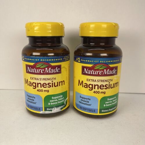 2x Nature Made Magnesium Extra Strength 400mg 60 Softgels  Nerve Heart Bone 6/25 - £14.54 GBP