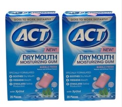 (2) ACT Dry Mouth Moisturizing Gum Bubble Fresh with Xylitol, 20 Pieces,... - £37.60 GBP