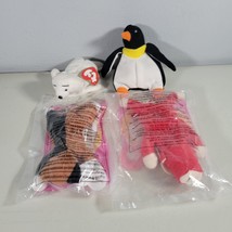 TY Teenie Beanie Babies Lot of 4 Cat Penguin Snort Seal Sealed and Used - £8.68 GBP