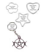 Pentagram & Moons Pewter Emblem split-ring  Heart Star key ring keyring codeDH23 - $11.76