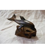 Vintage Hand Carved Wooden Movable Dolphin Figurine On Driftwood - €21,10 EUR