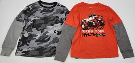 G) Lot 2 Jumping Beans Boys Layered Long Sleeve Shirts Camouflage Truck ... - $9.89