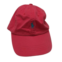 Polo Ralph Lauren Leather Strapback Adjustable Cap Dad Hat Pink Blue Vin... - $29.70