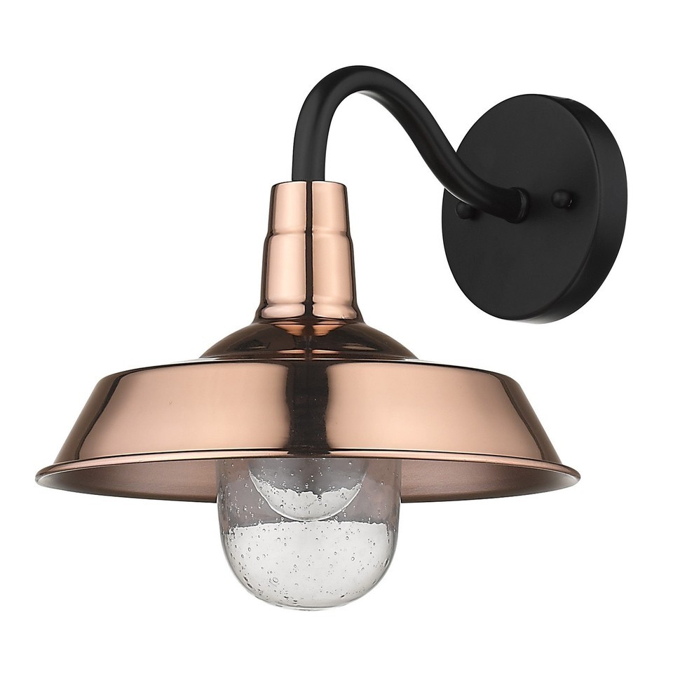 Shiny Copper Shallow Plate Shape Wall Light 10x10.5 Inches - $199.30