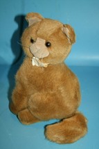 Creations by Dakin Cat 10&quot; Kitten Brown Plush Stuffed Animal Bow Soft Vtg 1995 - £20.08 GBP