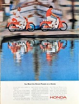 1964 HONDA MOTORCYLE COUPLE-KID-Waterfront Ride-1964 Vintage Print Ad - $218.57 MXN