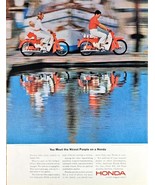 1964 HONDA MOTORCYLE COUPLE-KID-Waterfront Ride-1964 Vintage Print Ad - $15.74 CAD