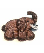 Hand Beaded Brooch Brown Elephant 2.5” - £14.70 GBP