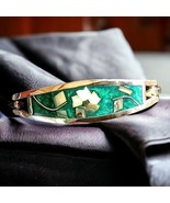 VTG MOP / Taxco Mexico Silver / Mother of Pearl Inlay Hinged Cuff Bracelet - $54.70 CAD