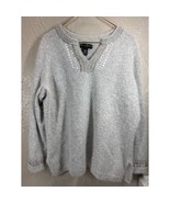 Mercer Madison Womens Sequin Beaded V Neck Angora Lambs Wool Blended Swe... - $930.30 MXN