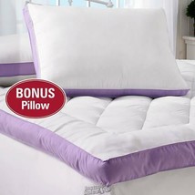 2&quot; Gusset Plump Quilted Bed Topper White Purple TWIN Size Bedding Machin... - $37.99