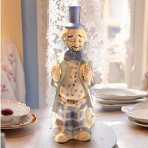 Vintage Ceramic Clown Figurine Blue and White Collectible Home Decor 10in - $14.01