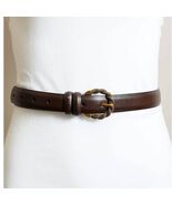 Two Tone Twisted Buckle Classic Leather Belt Brown - $363.21 MXN
