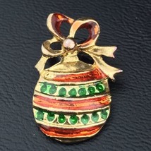 Christmas Ornament Vintage Metal Pin Enamel Brooch - $12.88