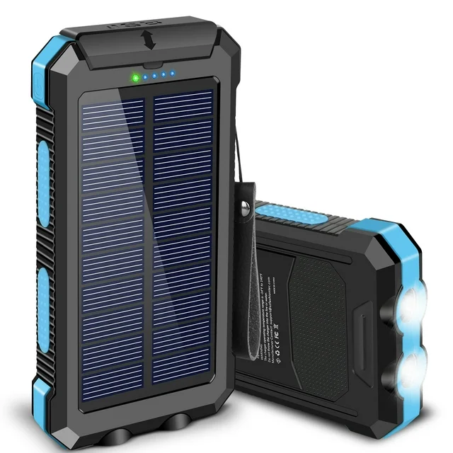 30000mAh Solar Charger Cell Phone iPhone Portable Solar Power Bank Dual 5V USB P - £64.03 GBP