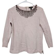 J.Crew Jewel Bib Sweater Petal Pink Wool Angora Blend Embellished Holida... - $19.99