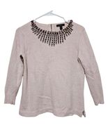 J.Crew Jewel Bib Sweater Petal Pink Wool Angora Blend Embellished Holida... - $19.99