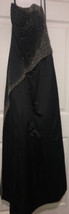 Morgan &amp; Company Black Full Gown Formal Sz 7/8 Diamond Beading Tie Back ... - £23.77 GBP