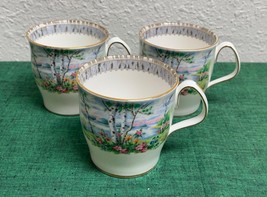 Set of 3 Royal Albert Bone China SILVER BIRCH Mugs - £78.65 GBP