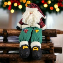 Plush Sitting  Santa 24&quot; with Patch Work Christmas Outfit For The Holiday. - £11.90 GBP
