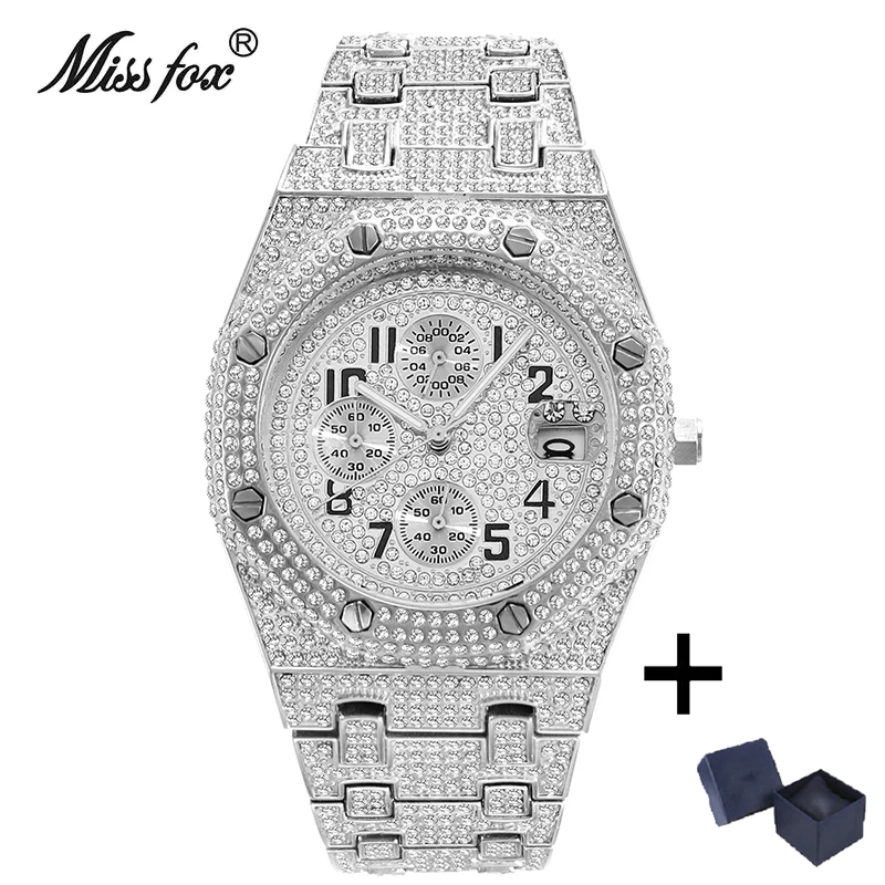 Fashion  MISS   Men Automatic Date Waterproof Clock Hip Hop Iced  Jewelry WristW - £125.82 GBP
