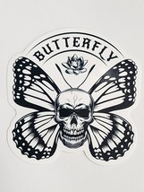 Butterfly Scull with Butterfly Wings and Flower Black and White Sticker Decal - £1.82 GBP