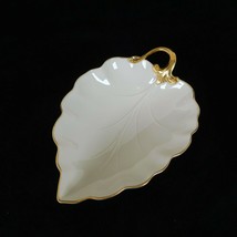 Lenox Woodleaf Collection Gold Trim Leaf Shaped Dish Cream Colored 7.25 ... - £12.10 GBP