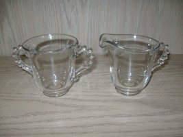 Glass Creamer and Sugar  Candlewick Style Imperial Glass Co 1940-60 - $12.95