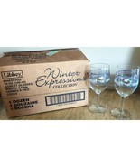 12 VTG Libbey Winter Cabin Goblet Glasses Winter Expressions Collection ... - $774.33 MXN