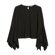 NWT Womens Petite Size Small SP Vince Camuto Black Handkerchief Sleeve Blouse - £23.50 GBP