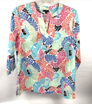 Talbots Tunic Top Medium MP Floral Lightweight Cotton Blouse MRSP $69.50 - £22.71 GBP