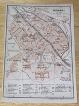 1910 Antique City Map Of Tournai / Wallonia / Belgium - £19.07 GBP