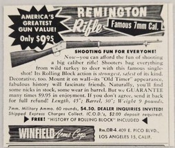 1954 Print Ad Remington Rifles Famous 7mm Caliber Winfield Arms Los Ange... - $8.26