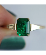 2.8Ct Art Deco Emerald Simulated Diamond Engagement Ring 14k Gold Plated... - £183.80 GBP