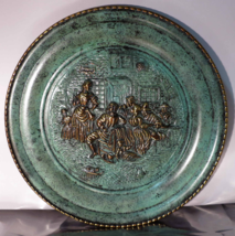 Pressed Copper Color 16.5 inch Wall Display Plate Tavern Scene Made in England - £12.29 GBP